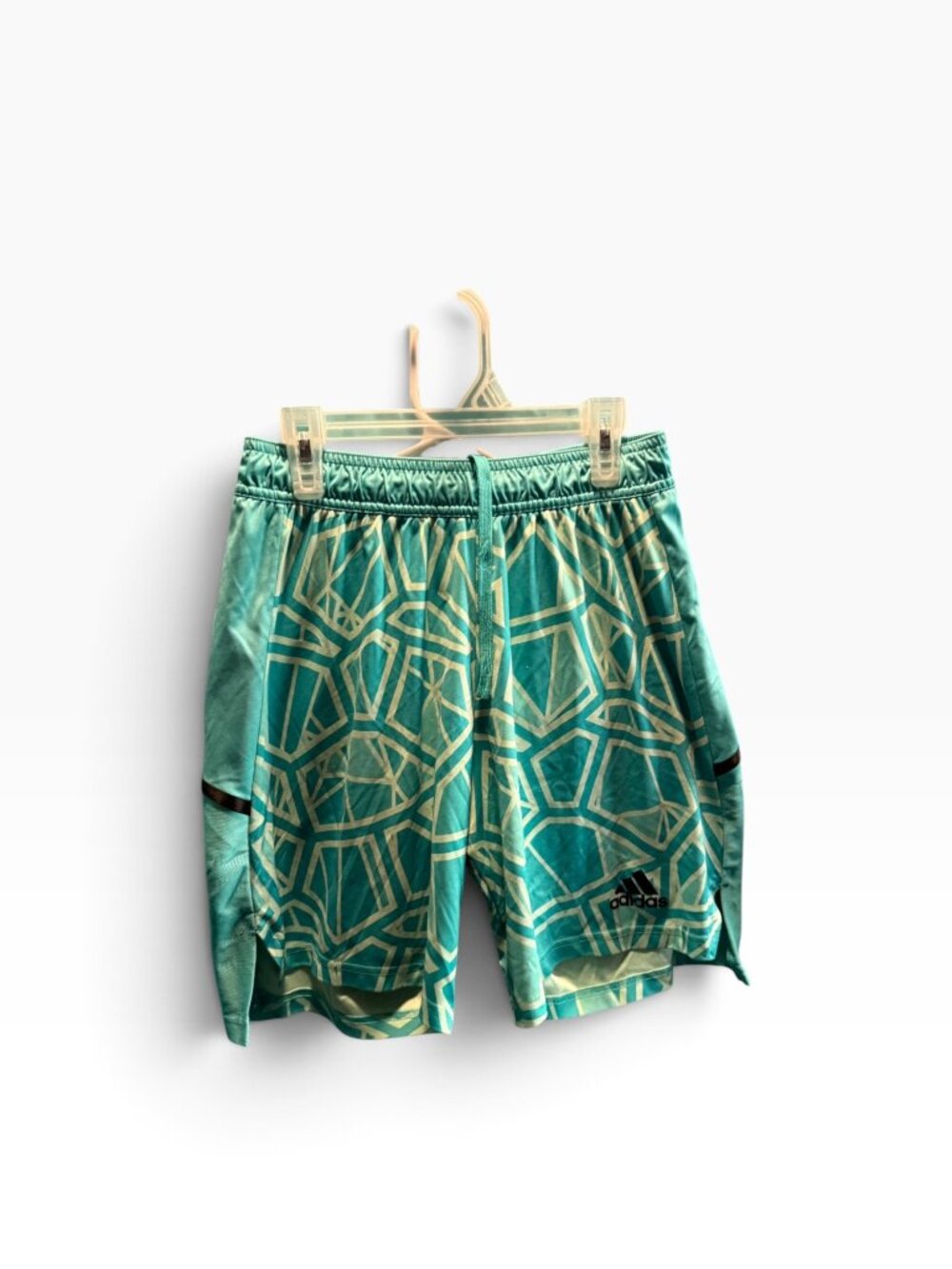 adidas Boys Large / XL Tall Athletic Shorts – Teal Geometric Print